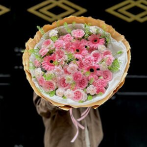 Bó Hoa Tone Hồng Mix Cúc Đồng Tiền Và Cẩm Chướng